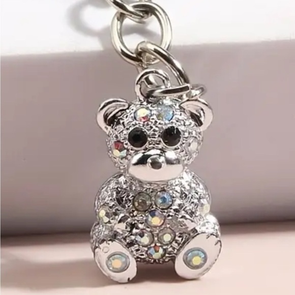 Bear Bag charm , key ring chain Rhinestones - Picture 1 of 10